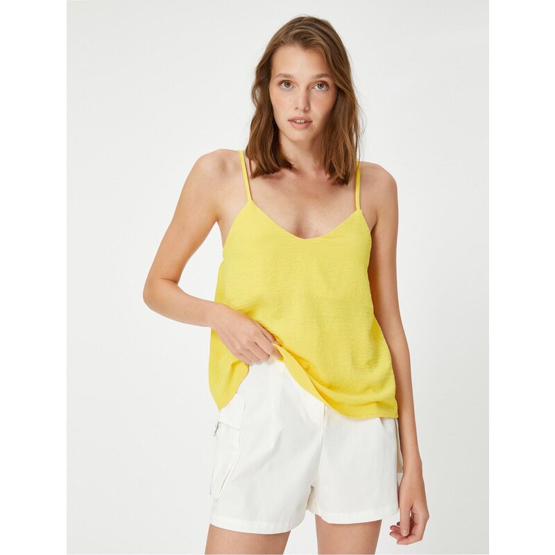 Koton V-Neck with Textured Straps Blouse