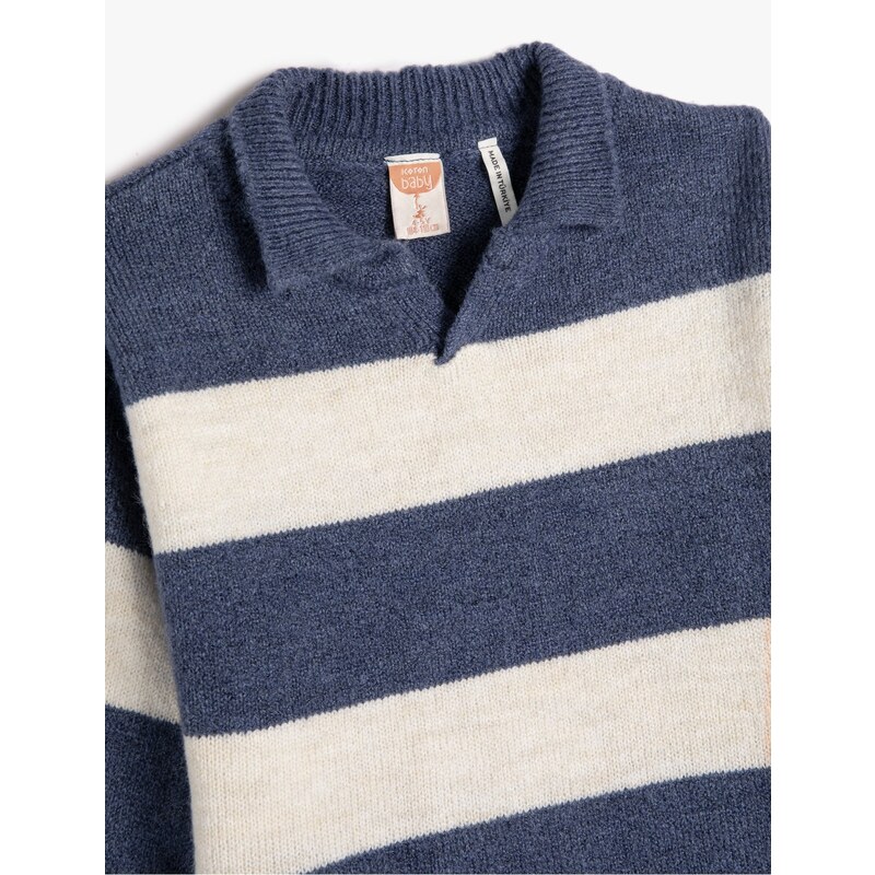 Koton Sweater Polo Collar Long Sleeved, Soft Textured