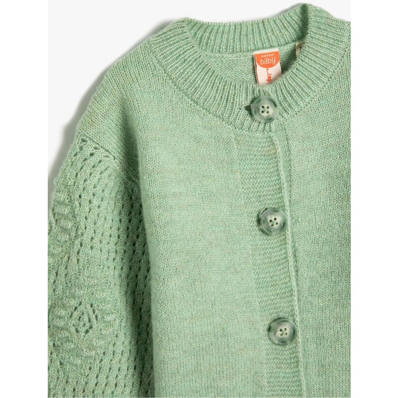 Koton Cardigan Knit Oversize Long Sleeve Buttoned Round Neck