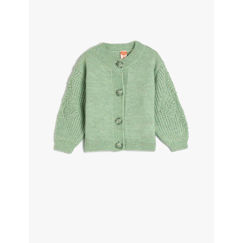 Koton Cardigan Knit Oversize Long Sleeve Buttoned Round Neck