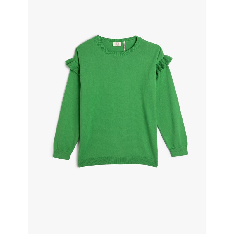 Koton Basic Sweatshirt with Frill Detailed Crew Neck Long Sleeved.