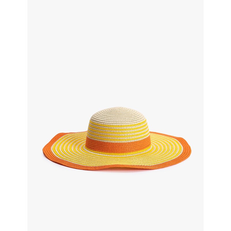 Koton Straw Hats Fedora Color Block