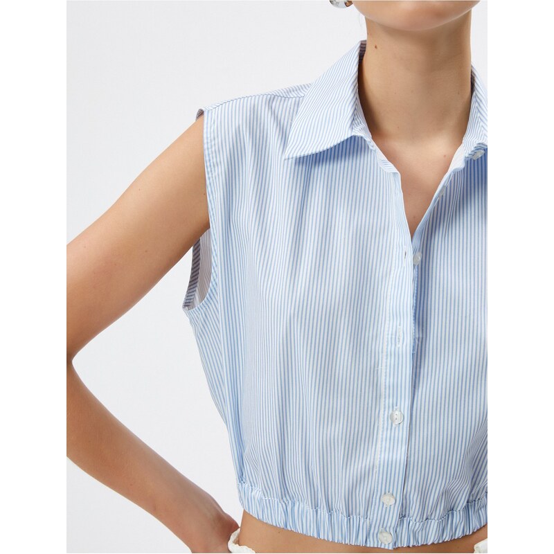 Koton Crop Shirt Window Detailed Sleeveless Cotton