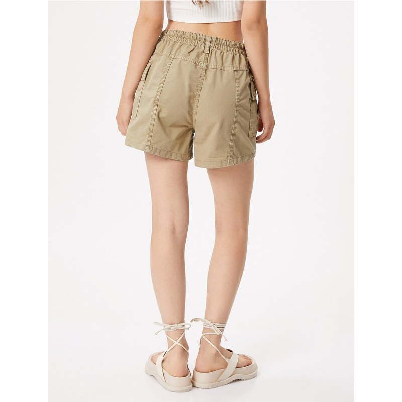 Koton Cargo Denim Shorts Pocket Detail High Waist Cotton