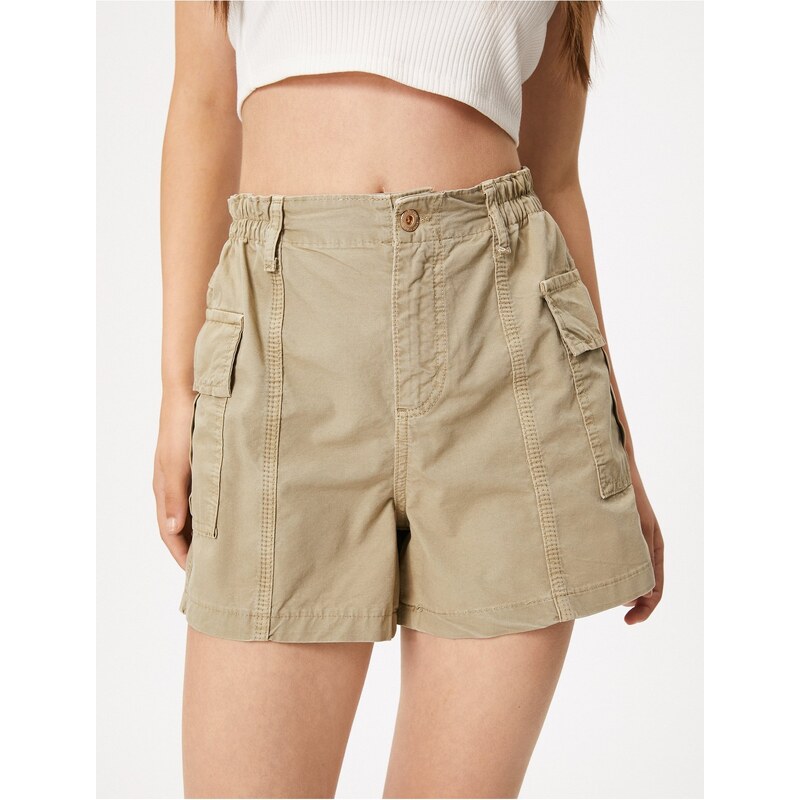Koton Cargo Denim Shorts Pocket Detail High Waist Cotton