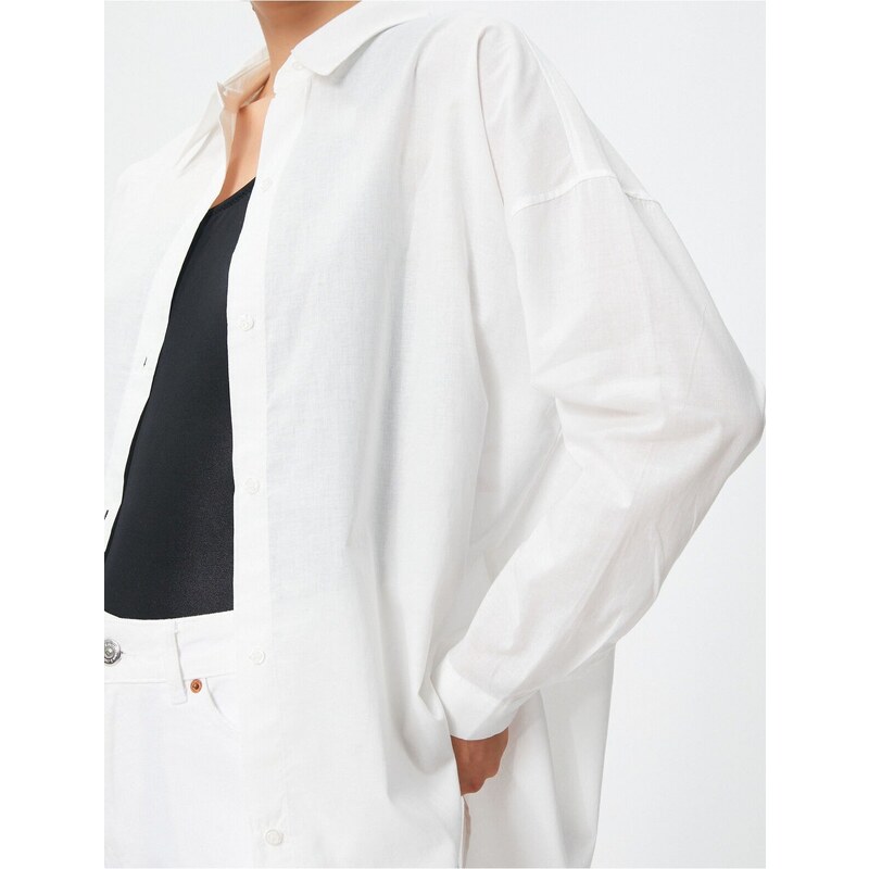 Koton Back Printed Long Sleeve Shirt Buttoned Cotton