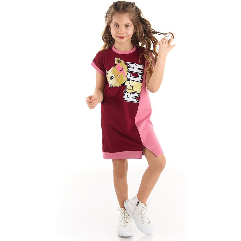 mshb&g Rock Cat Cotton Girls Pink Dress