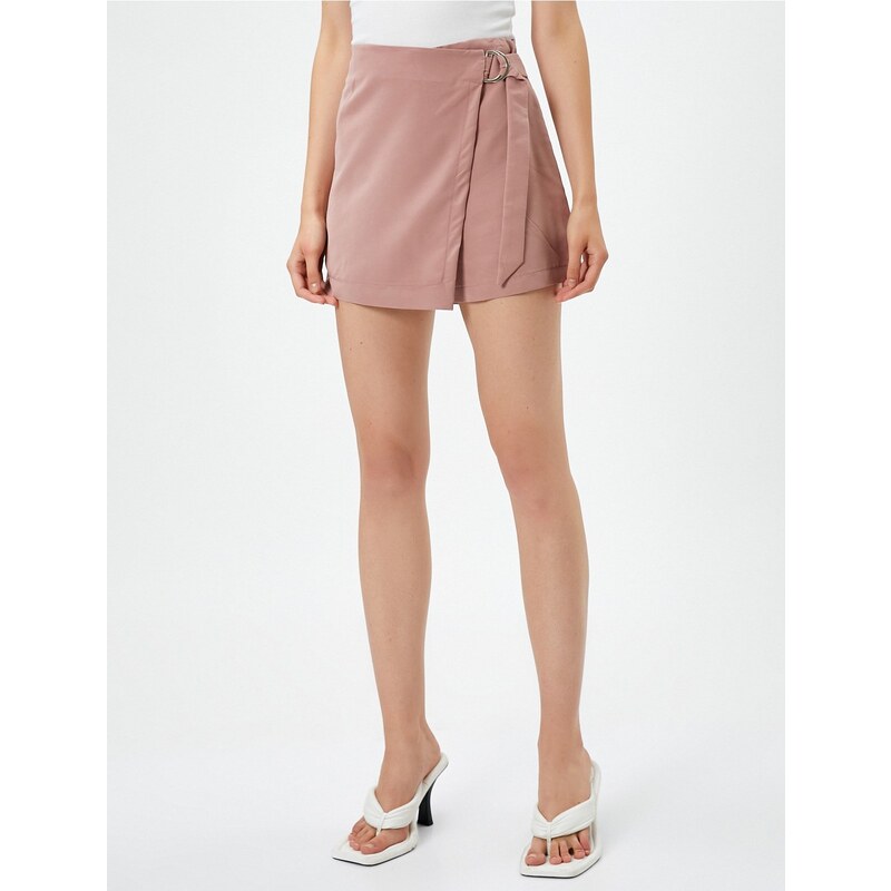 Koton Mini Shorts Skirt Modal Blend Belt Detailed