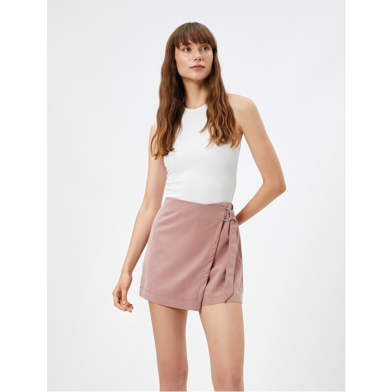 Koton Mini Shorts Skirt Modal Blend Belt Detailed