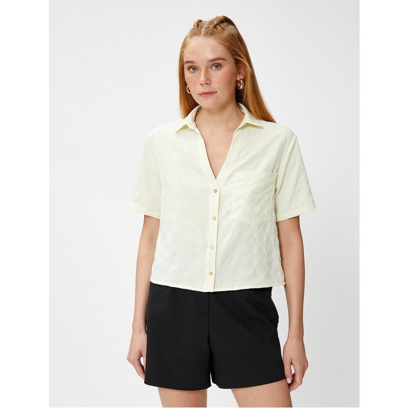 Koton Crop Shirt Short Sleeved With Pocket