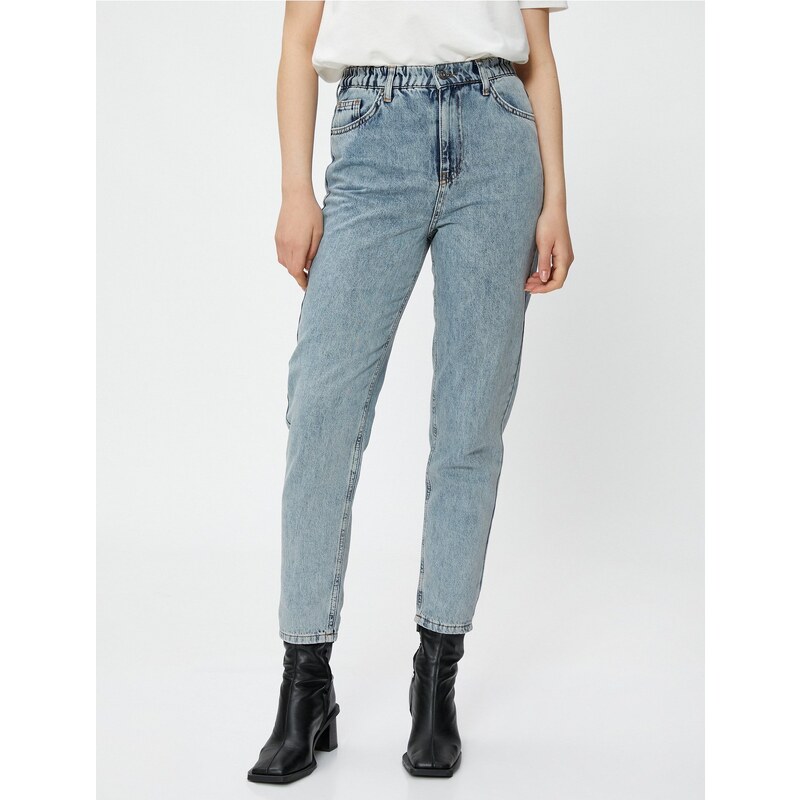 Koton High Waist Jeans Mírně Skinny Leg - Mom Jeans