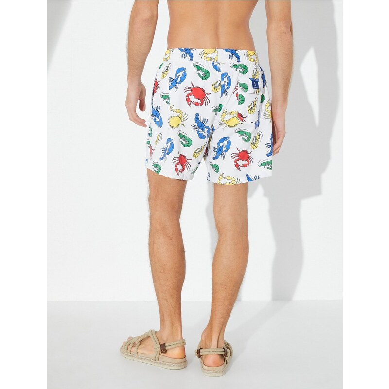 Koton Animal Printed Marine Shorts with a lace-up waist with pocket.