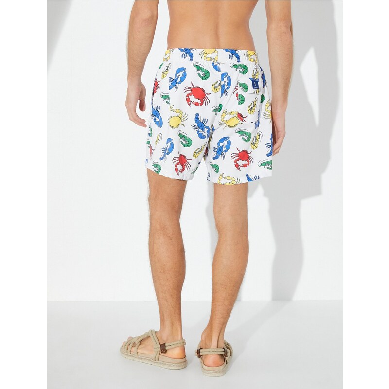 Koton Animal Printed Marine Shorts with a lace-up waist with pocket.