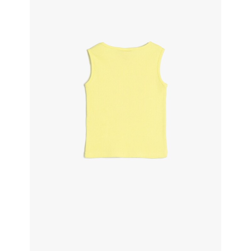 Koton Singlets Sleeveless Crew Neck Ribbed Printed Cotton