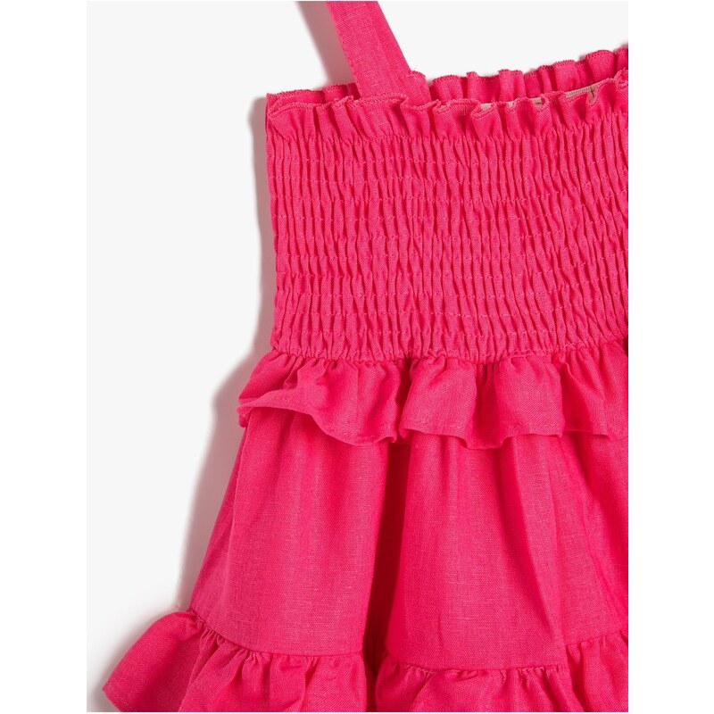 Koton Frilled Dress with Straps Gippe Detailed