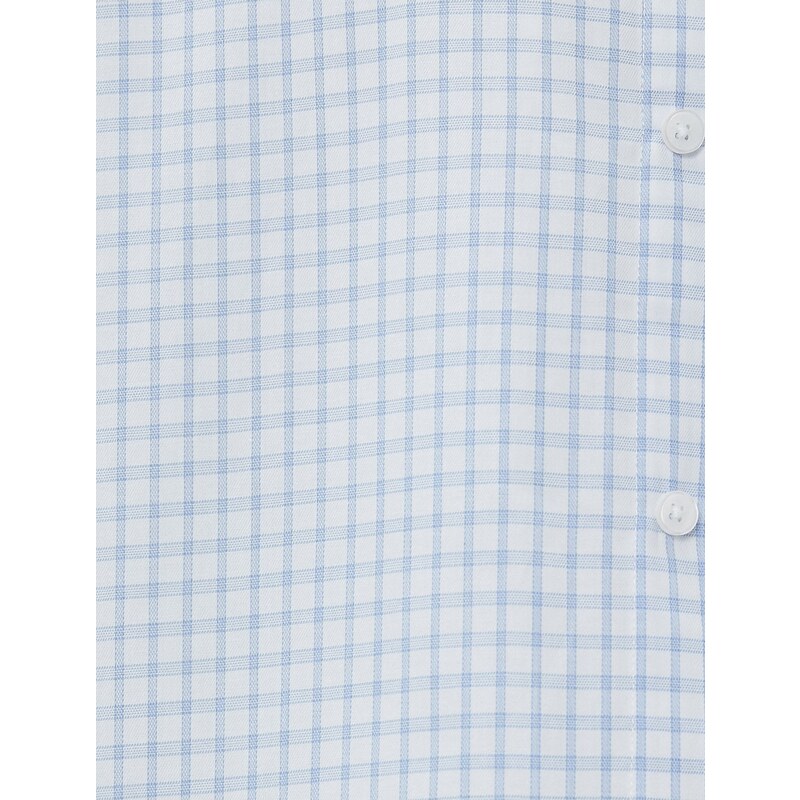 Koton Checkered Shirt Slim Fit Classic Collar Long Sleeved Cotton Non Iron