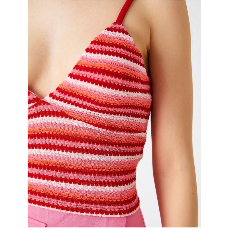 Koton Patterned Crop Singlets Degaje Sweetheart Collar With Straps.