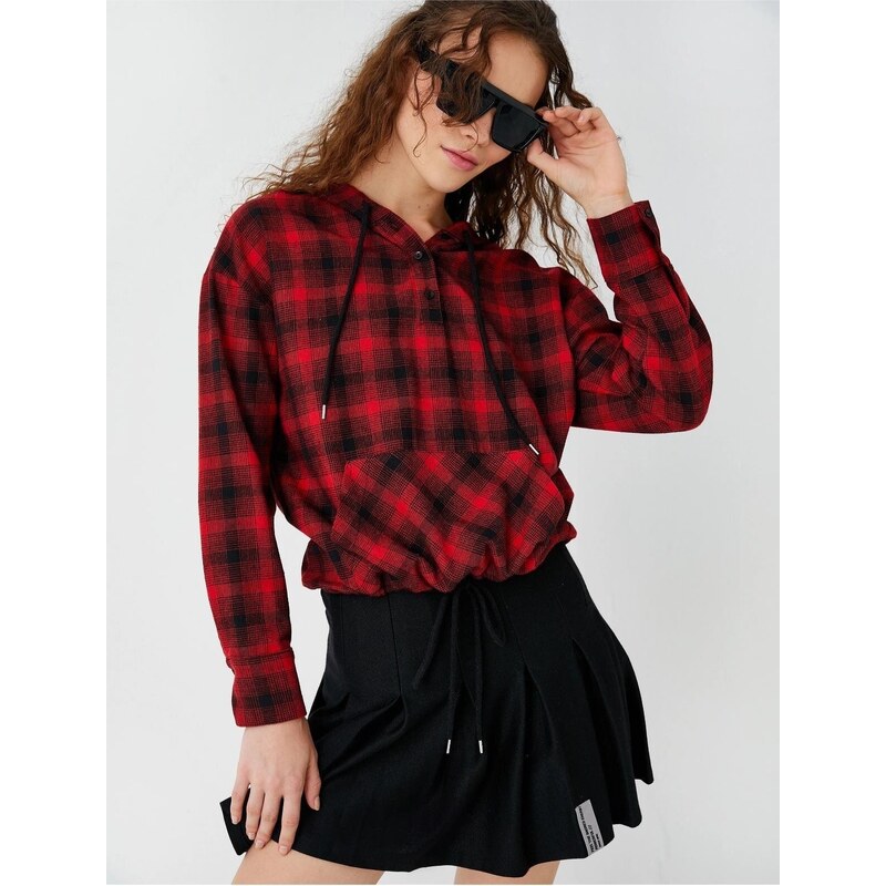 Koton Women's Red Plaid Shirt