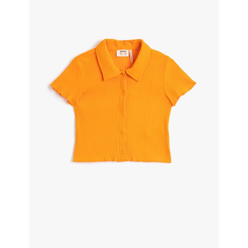 Koton Polo T-Shirt With Short Sleeves, Snap Buttons, Cotton Ribbon.