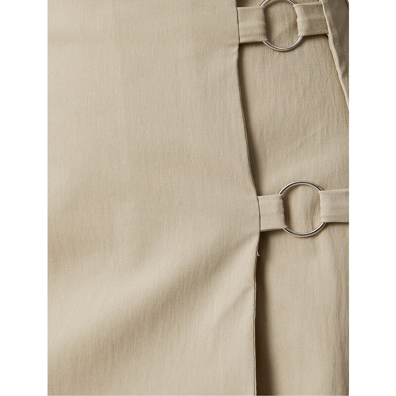 Koton Mini Short Skirt Viscose with Metal Ring Detail.