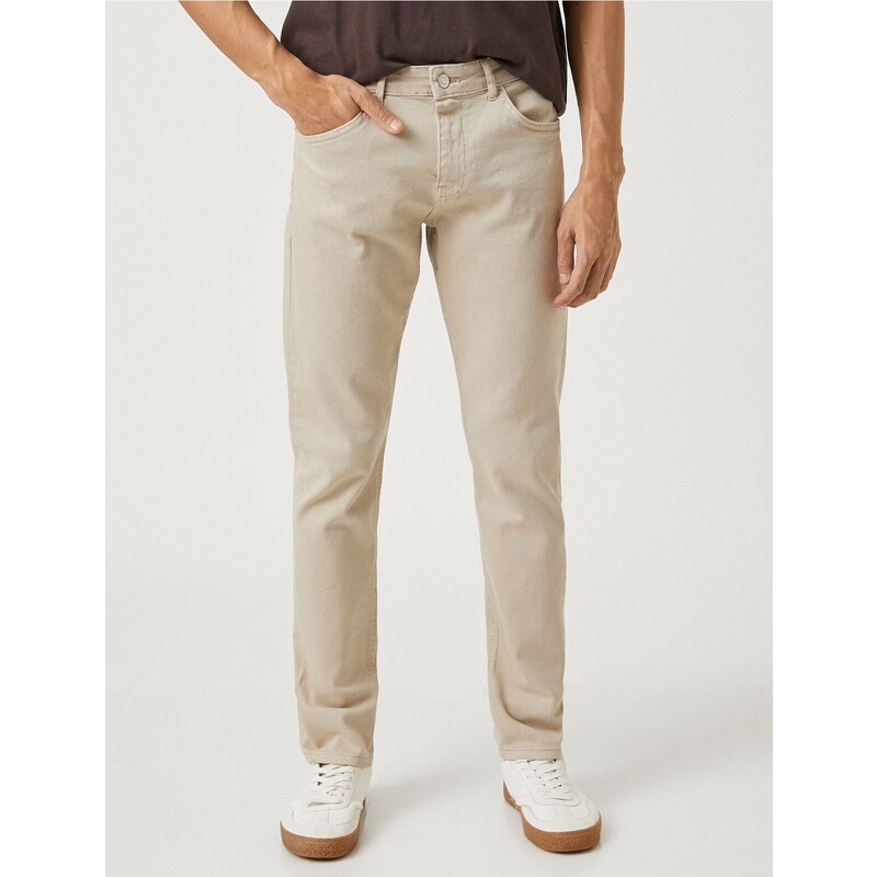 Koton Basic Woven Trousers with Button Detail, 5 Pockets