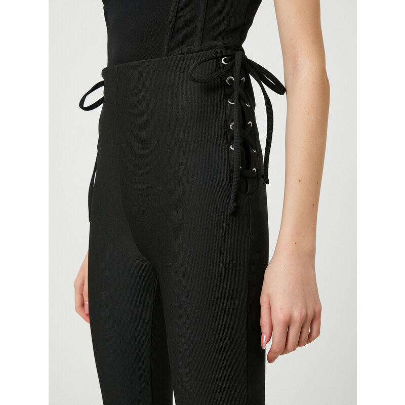 Koton Spanish Leg Leggings Trousers with Tie Detail on the Sides.