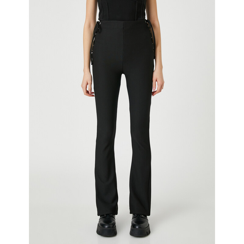 Koton Spanish Leg Leggings Trousers with Tie Detail on the Sides.