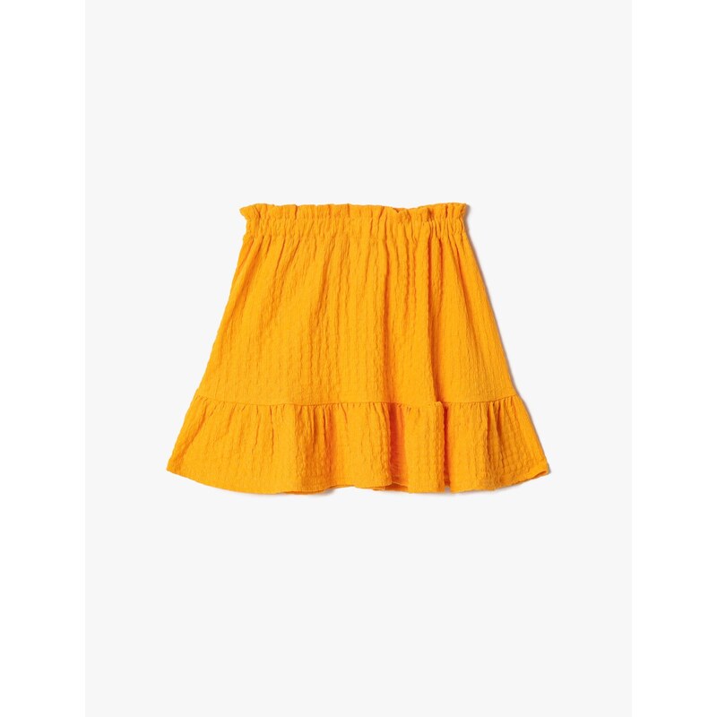 Koton Midi Skirt Textured Elastic Waist