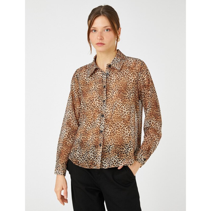 Koton Long Sleeve Chiffon Shirt Buttoned