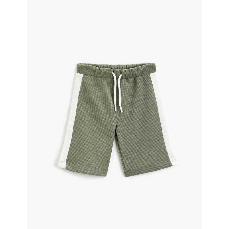 Koton Tie Waist Shorts Contrast Color Textured