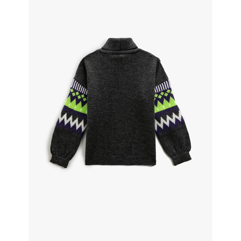 Koton Turtleneck Knitwear Sweater Geometric Pattern Long Sleeve