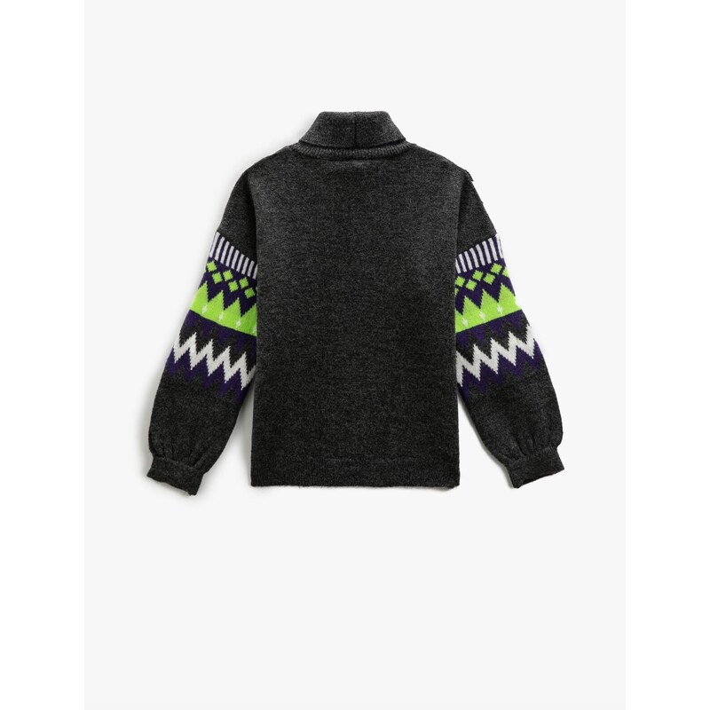 Koton Turtleneck Knitwear Sweater Geometric Pattern Long Sleeve