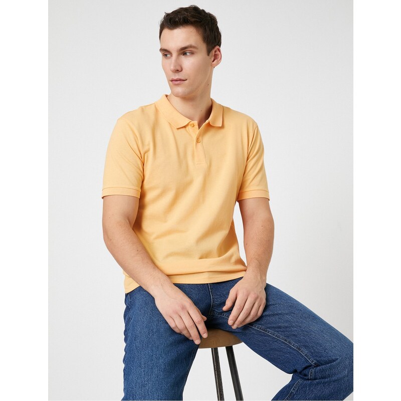 Koton Basic Tričko Polo Neck Slim Fit s knoflíky.