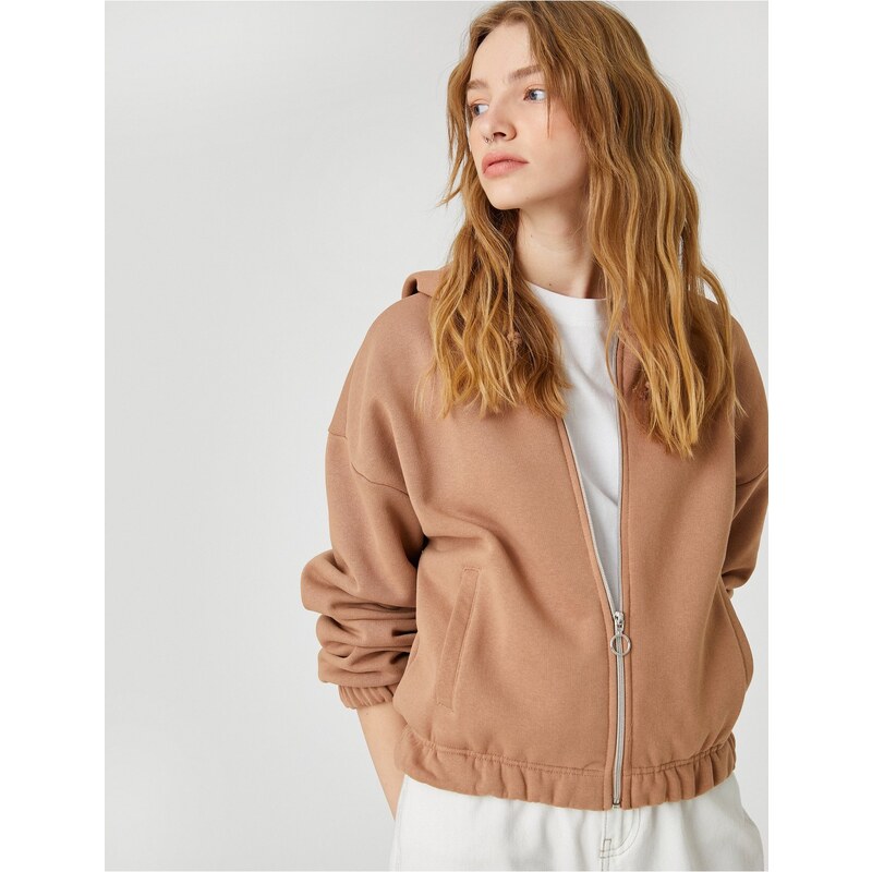 Koton Zippered Sweatshirt Hooded Pocket Detail