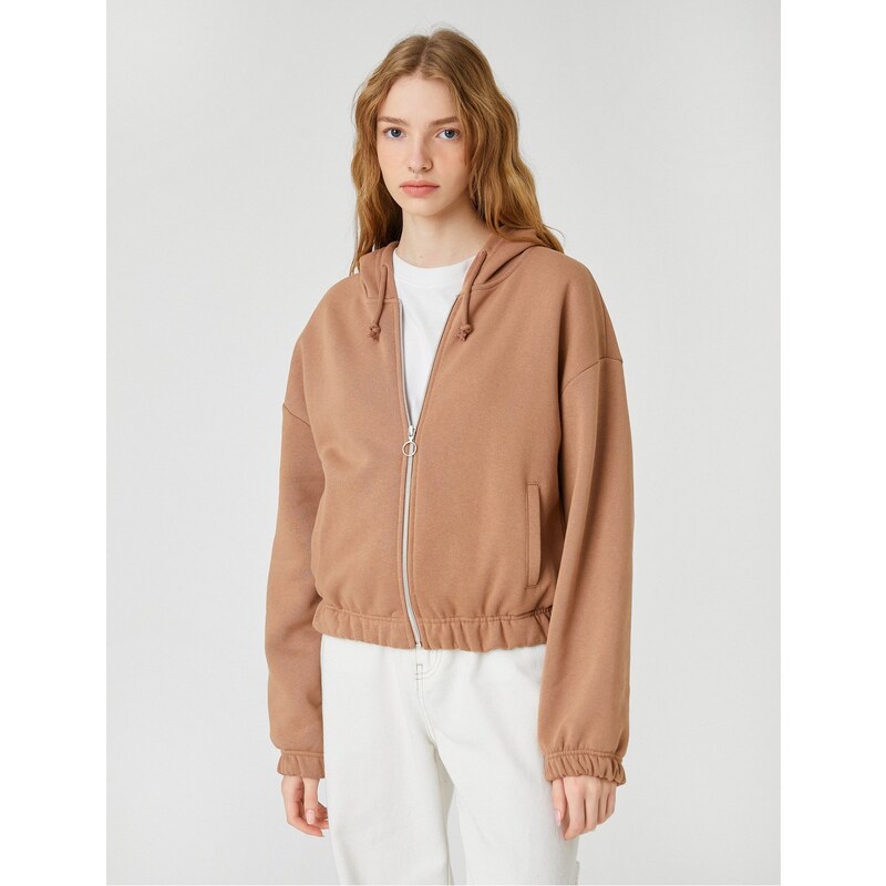 Koton Zippered Sweatshirt Hooded Pocket Detail