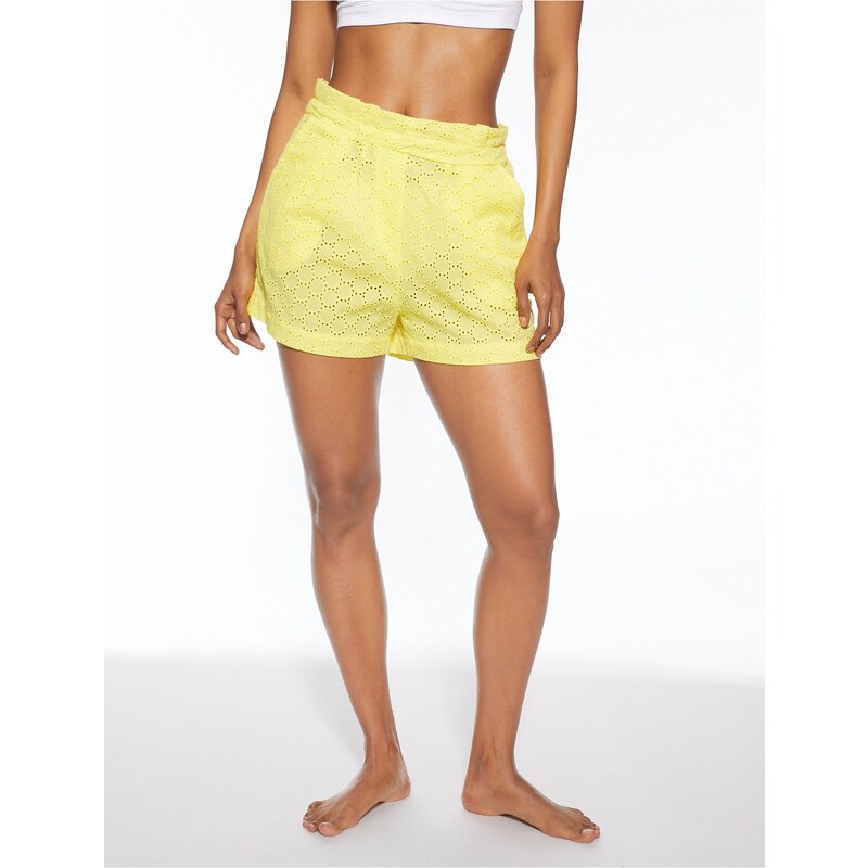 Koton Embroidered Shorts with Elastic Waist.