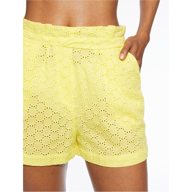 Koton Embroidered Shorts with Elastic Waist.