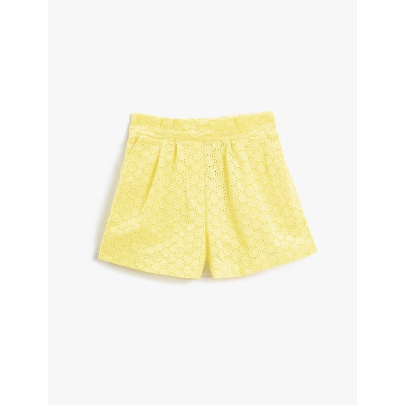 Koton Embroidered Shorts with Elastic Waist.