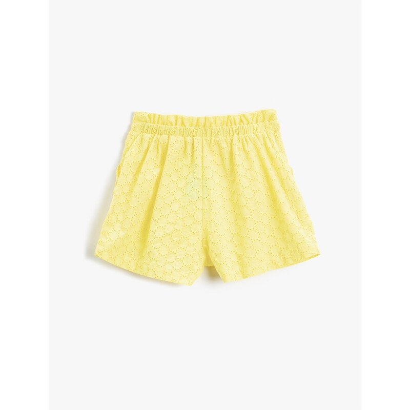 Koton Embroidered Shorts with Elastic Waist.