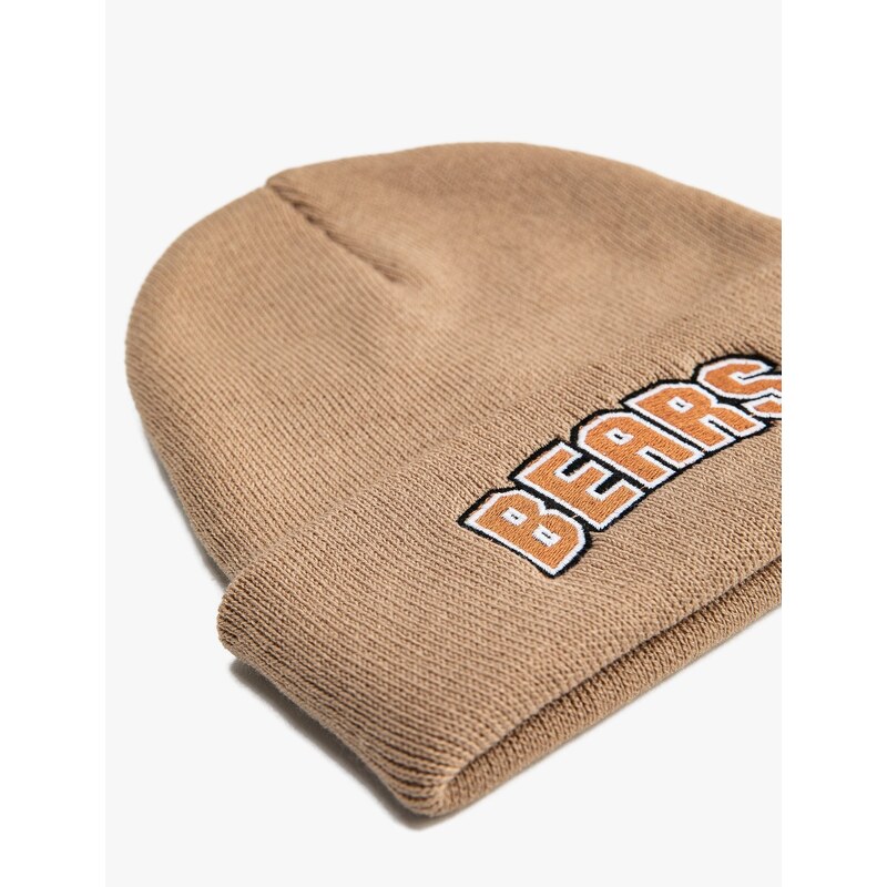 Koton Beanie Fold Detail with Embroidered Text.