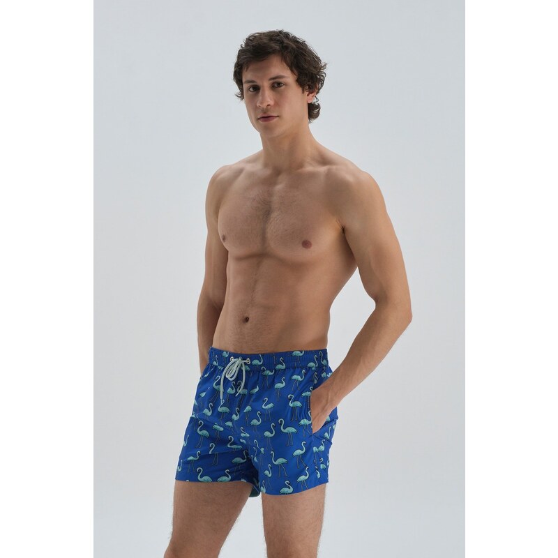 Dagi Sax Micro Short Flamingo Patterned Marine Shorts