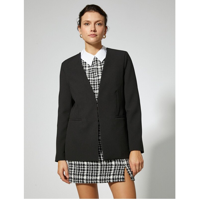 Koton V-Neck Blazer Jacket