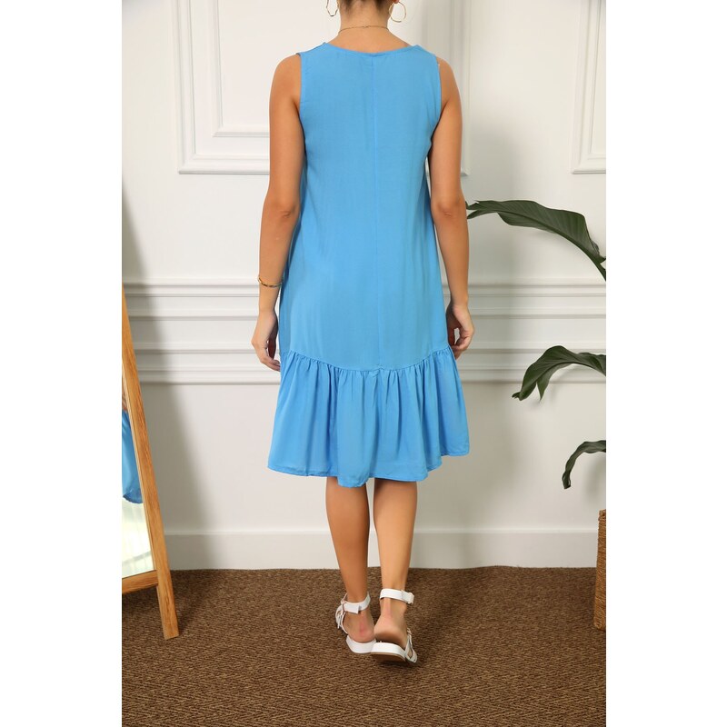 armonika Women's Blue sleeveless skirt with FRILLE DRESS