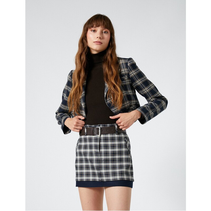 Koton Plaid Mini Skirt with Belt