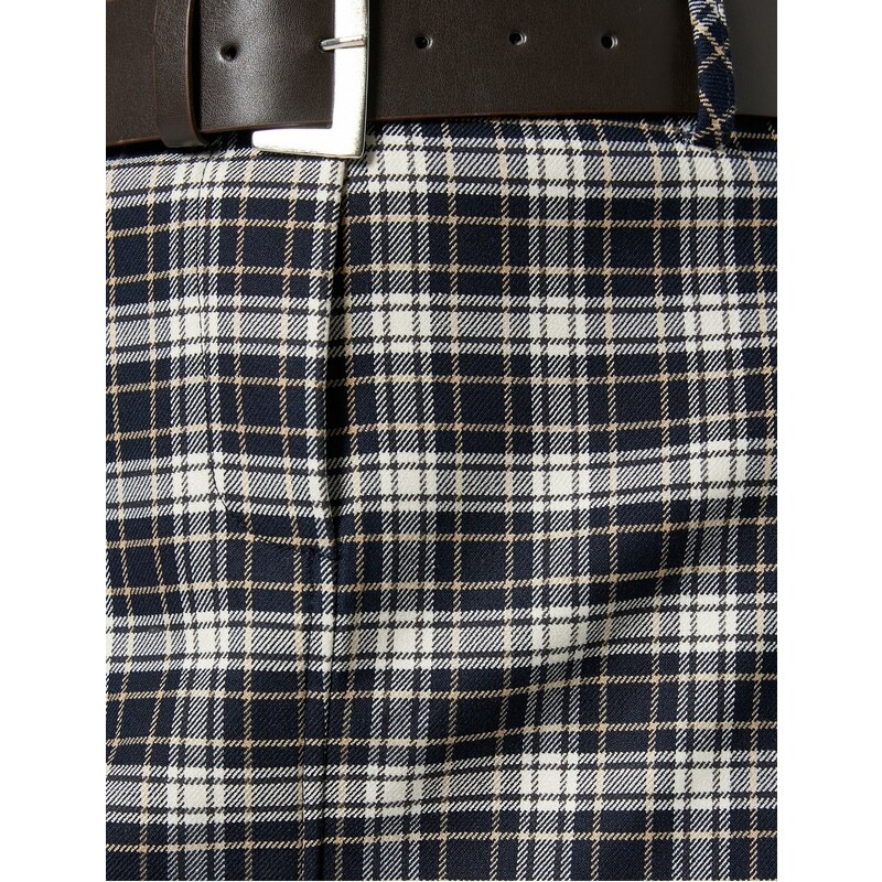 Koton Plaid Mini Skirt with Belt