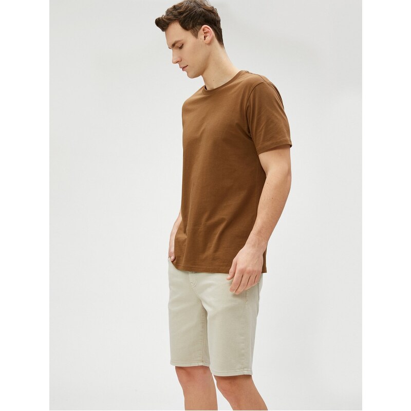 Koton Bermuda Gabardine Shorts With Pocket Detailed Buttons Cotton