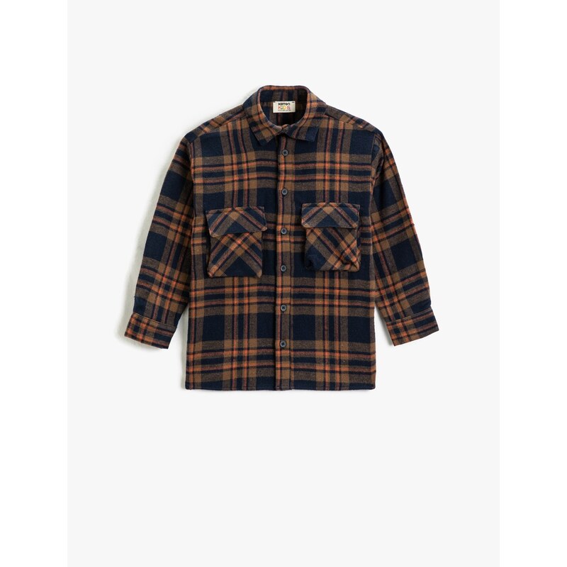 Koton Lumberjack Shirts With Pockets, Long Sleeves Double Flap