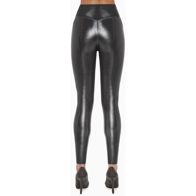 Bas Bleu AUDREY leather leggings with high waist and stitching