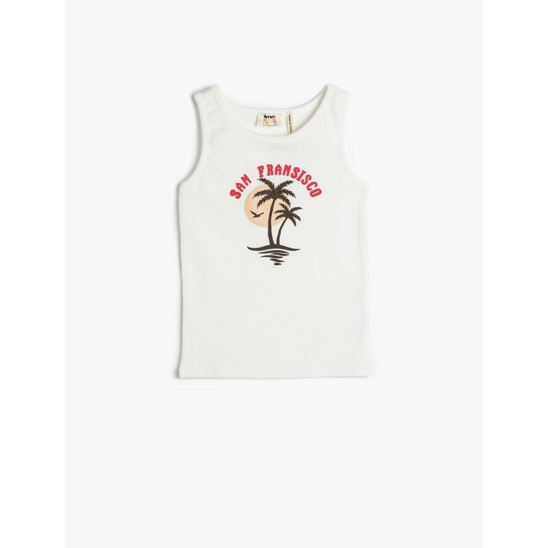 Koton Tank Top Sleeveless Printed Ribbed Cotton