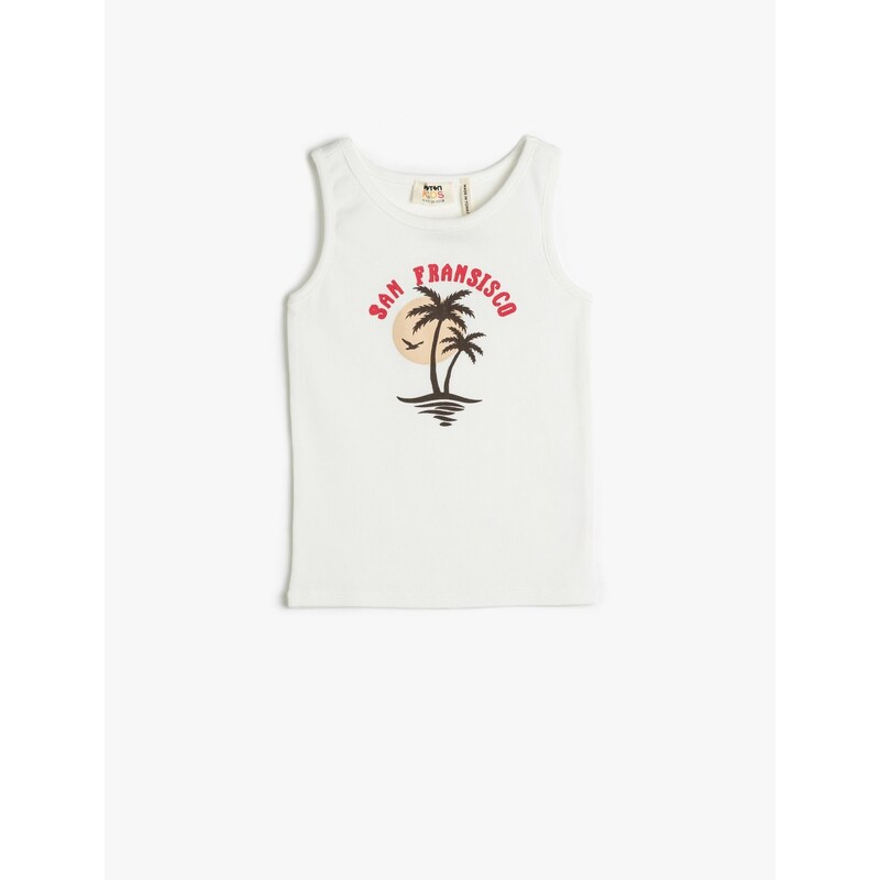 Koton Tank Top Sleeveless Printed Ribbed Cotton